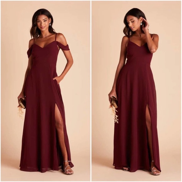 New NWT Birdy Grey “Devin” Convertible Chiffon Gown Maxi Dress Cabernet Burgundy - Picture 1 of 15